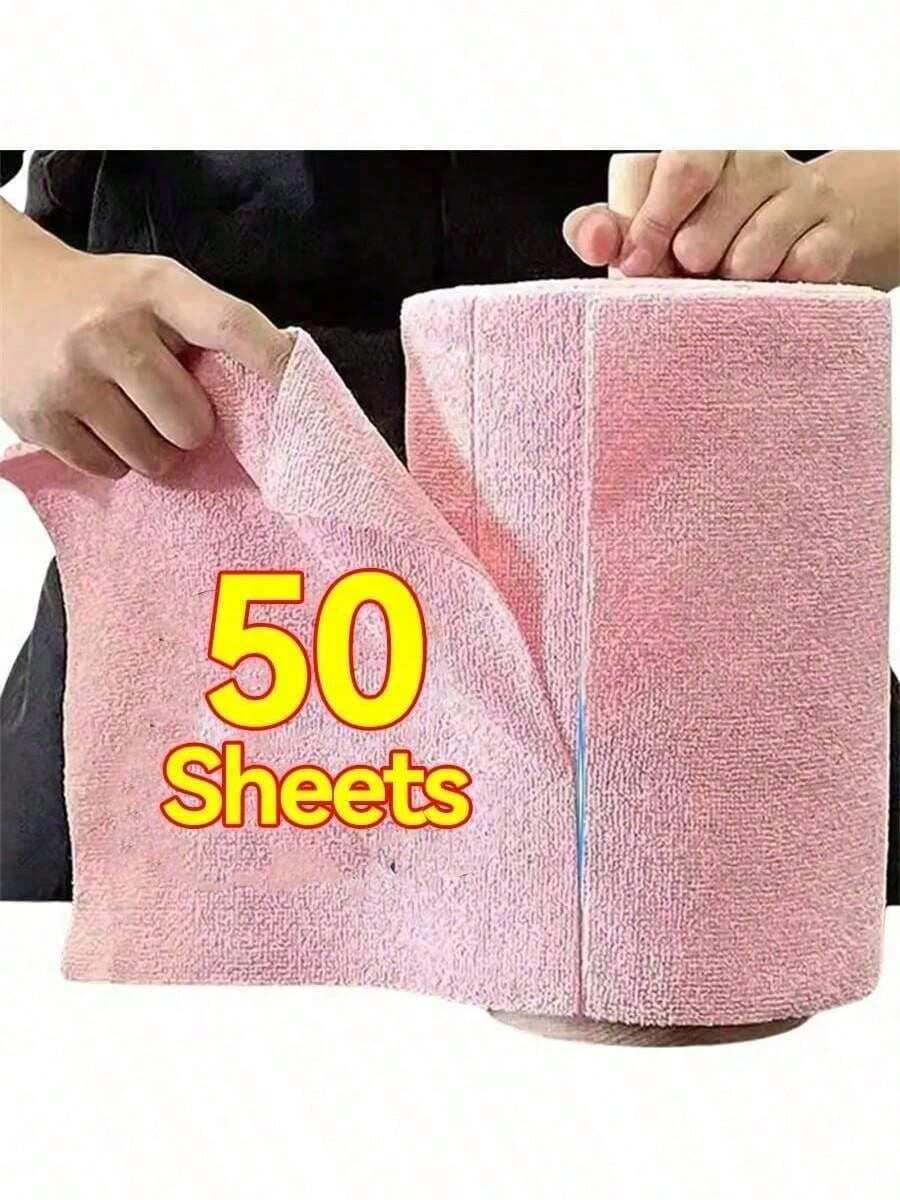 20/50pcs Reusable Microfiber Cleaning Cloth Roll - 7.9x7.9 Inches (20x20cm), Perforated, Super Absorbent, Scratch-Free, Machine Washable, Multi-Purpose Cleaning Towels For Home, Kitchen, Restaurant, Car Detailing