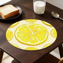1/2/4/6/8/300 Pieces Of Luxury Fruit Series Placemat Set, Printed With Fresh Lemon Slice Pattern. Machine Washable Polyester Material, Anti Fouling, Waterproof, And Easy To Clean. Suitable For Parties And Kitchen Decoration. - Multicolor - View 7