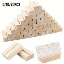 5/10/20pcs Wooden Table Number Holders, Small Table Card Stands, Retro Wooden Business Card Holders, Suitable For Wedding Party Events - Multicolor - View 2