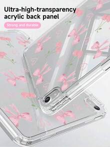 Casing Pelindung Akrilik Kristal Dua Sisi Motif Pita Merah Muda dan Ceri - Kompatibel dengan iPad Generasi ke-10, Model 10.2 / Mini 6 / Mini 7 / 9.7 Inci dan Tablet Lipat 3+Y; Dilengkapi Desain Anti-Tekuk, Sudut yang Diperkuat Silikon, Fungsi Bangun/Tidur Otomatis, Slot Pensil Terintegrasi, dan Stand Lipat Multi-Sudut - Pilihan Sempurna untuk Perlindungan Sehari-hari - MultiWarna - View 4
