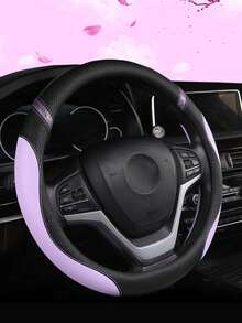 1Pc Leather Car Steering Wheel Cover, Non-Slip Car Wheel Cover Protector Breathable Microfiber Leather Universal Fit For Most Cars - A - View 3
