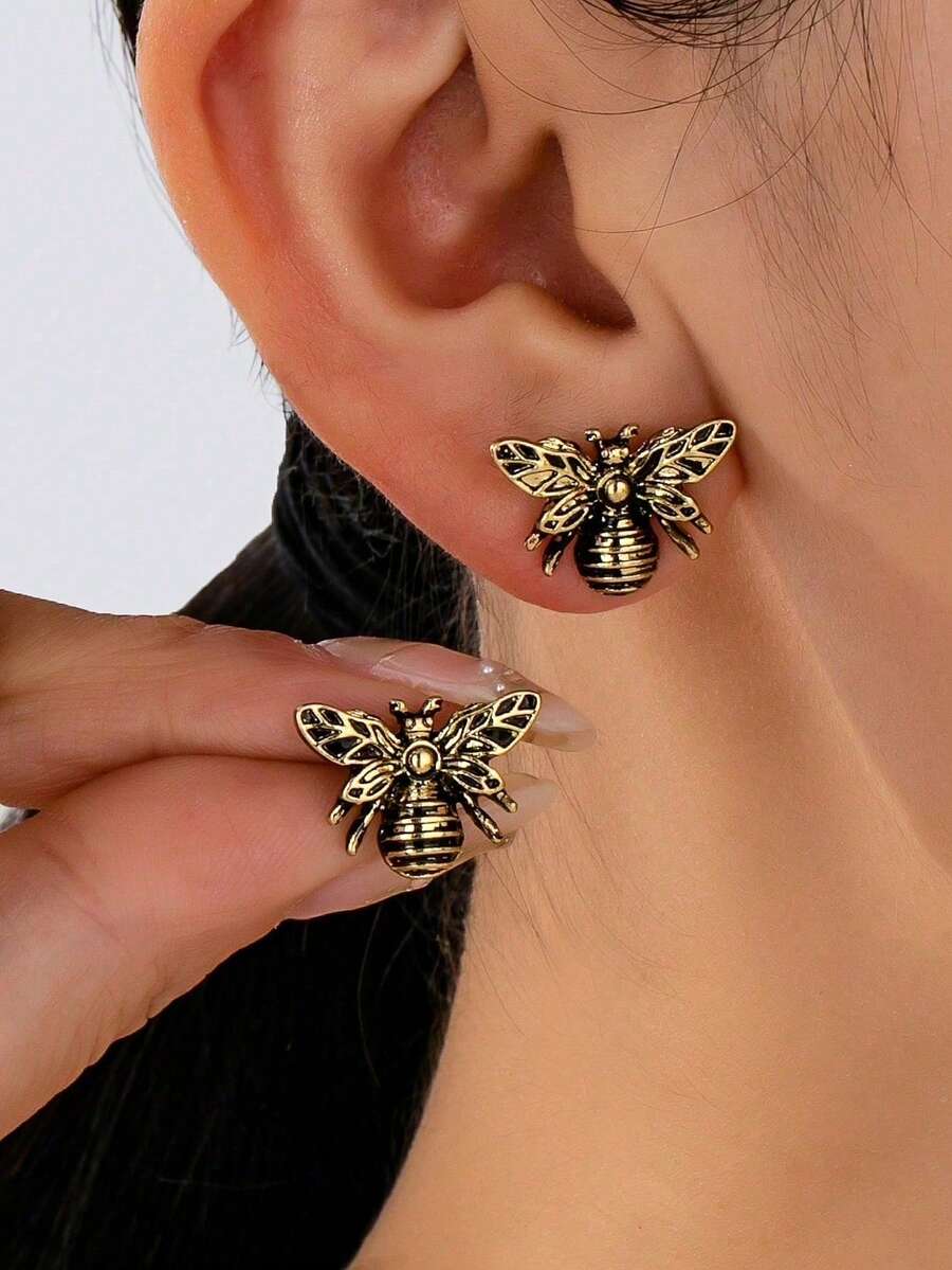 1 Pair Fashion Elegant Cute Zinc Alloy Butterfly Stud Earrings - Gold - View 1