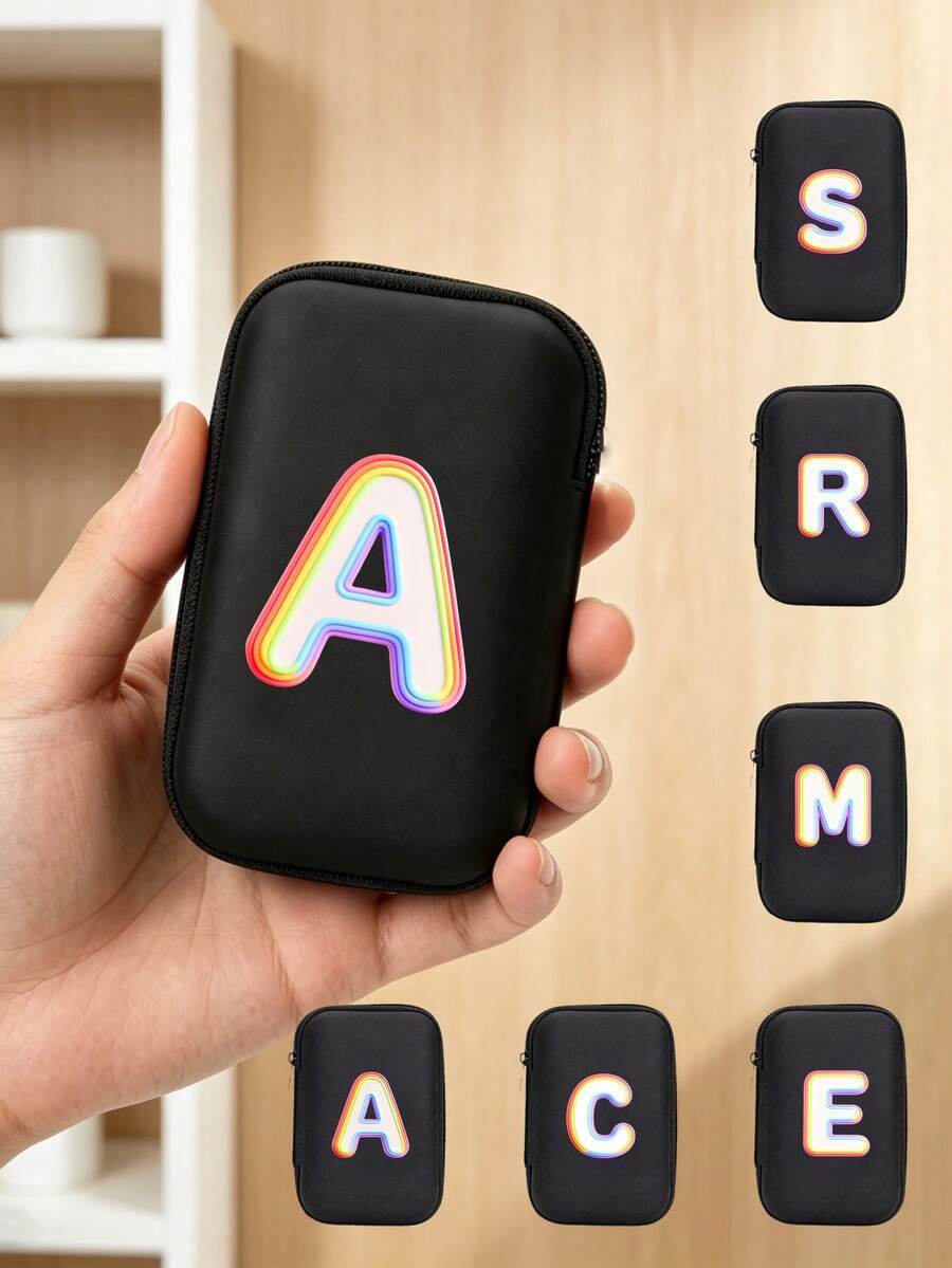 A-Z Letter EVA Storage Bag, Travel Data Cable + USB Cable Organizer Pouch, Electronics Accessories Carrying Case, Suitable For Cables, Chargers, Earphones, Earbuds, Convenient For Travel, Work, Study, Dorm Use - Multicolor - View 1