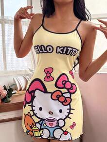 SANRIO 1件 Hello Kitty 粉色休闲可爱舒适简约吊带裙（女款） - 黃色 - 查看 3
