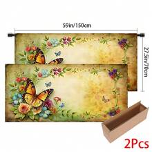 1pc, Home Decor, Butterfly Pattern Printed Table Skirt, Kitchen Small Curtain, Kitchen Cabinet Cover, With Curtain Holes, Easy To Hang, Rectangular, Machine Woven, Machine Washable, Kitchen Decoration And Accessories, Perfect For Kitchen Cabinets And Home Decor - Multicolor - View 12