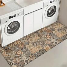 1pc Bohemian Style Linen Rubber Material Kitchen Rug, Bathroom Mat, Door Mat And 2D Printed Rectangular Rug, Suitable For Living Room, Bedroom, Hallway, Bathroom And Laundry Room, Ideal For Indoor And Outdoor Home Decor - Multicolor - View 14
