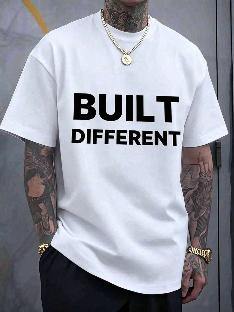Camiseta Clásica Estampada para Hombre, Camiseta Suave y Cómoda para Hombre con Logotipo - Blanco - Ver 1