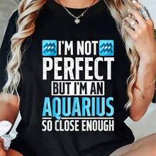 Cotton Aquars Zodiac Sign & Star Sign Aquars T-Shirt - Negro - Ver 1