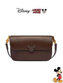 Disney 聯名時尚 PU 小方格鏈條斜挎肩背包 女款 棕色 小號 - 彩色 - 查看 2