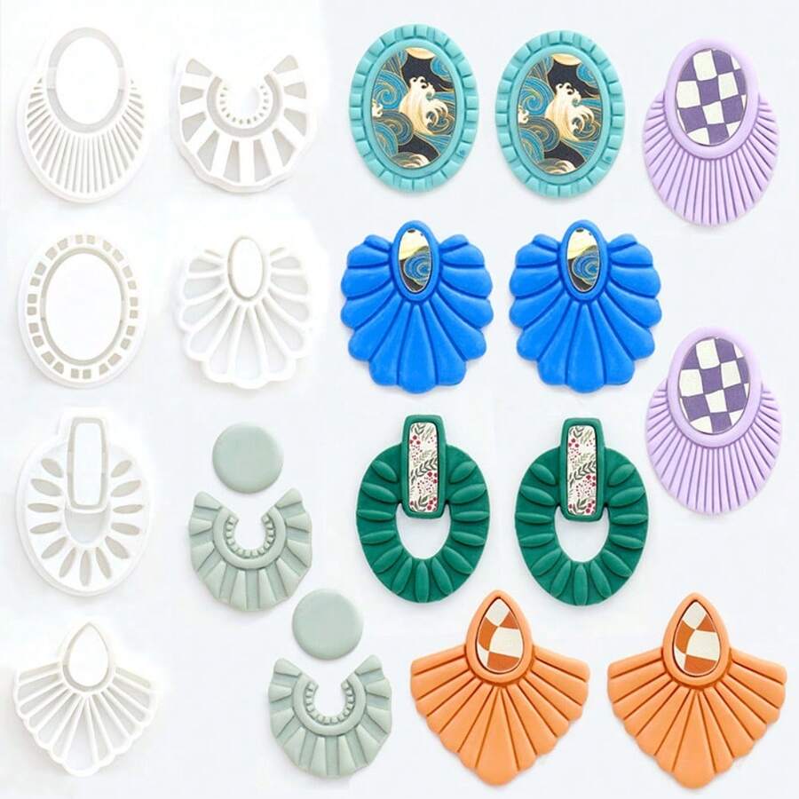 Polymer Clay Cutters & Embossing Tools Geometric Annular French Style Bohemian Art Deco Hollow Molds For Earrings Jewelry Making - White - View 1