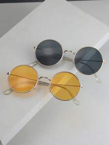 1 Peça/2pcs Óculos Redondos da Moda Adequados para Uso Diário, Viagens e Passeios - Multicolorido - Visão 19
