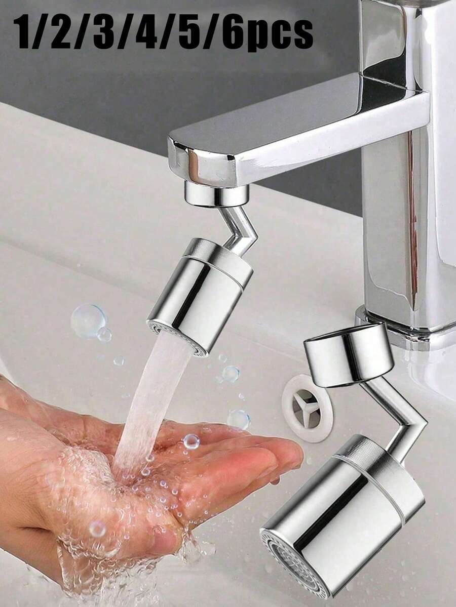 1/2/3/4/5/6Pcs Rotatable Kitchen Faucet Accessories, Swivel Sink Faucet Aerator Large Angle Dual Function Dual Stream Spray Nozzle, Kitchen, Bathroom Splash-Proof Washing Accessories, Sink Spray Nozzle Accessories, Suitable For Face Washing, Rinsing Mouth And Eye Washing (55/64 Inch Internal Thread, Adapter Included) - Multicolor - View 1