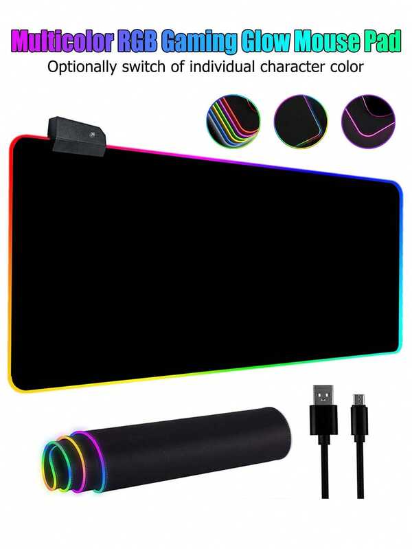 Lót chuột chơi game RGB cỡ lớn, tấm lót bàn phím kéo dài có đèn LED phát sáng với các chế độ ánh sáng đa màu, đế cao su chống trượt & bề mặt chống nước, lót chuột chơi game cho PC, laptop, game thủ & sử dụng văn phòng
