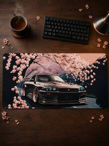 XXL Extra Large Cherry Blossom Racing Car Anime Mouse Pad, Japanese Racing Style Extended Desk Mat, High-Density Smooth Fabric Surface, Non-Slip Rubber Base, Waterproof And Anti-Curling, Gamer Gift, Graduation & New Year Gift, Suitable For E-Sports Room, Office, Study Desk, Computer Mouse Pad, Keyboard & Mouse Protector - View 4