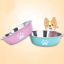 1pc Stainless Steel Pet Bowl, Dog Food Bowl, Cat Bowl, Anti-Slip Water Bowl, Pet Anti-Slip Anti-Fall Drinking Bowl, Suitable For Medium Dogs, Small Dogs And Kittens, Portable And Practical, Great Gift For Pets - Multicolor - View 8
