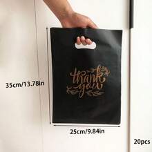 100个/50个/20个可重复使用的黑色塑料购物袋 - 非常适合答谢礼物、圣诞节、派对、商店和精品店 - 20pcs - 查看 13