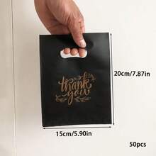 100个/50个/20个可重复使用的黑色塑料购物袋 - 适合礼物、圣诞节、派对、商店和精品店 - 50pcs - 查看 12
