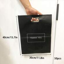 100个/50个/20个可重复使用的黑色塑料购物袋 - 适合礼物、圣诞节、派对、商店和精品店 - 50pcs - 查看 14