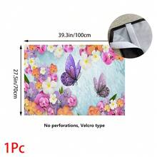 1pc, Home Decor, Butterfly Pattern Printed Table Skirt, Kitchen Small Curtain, Kitchen Cabinet Cover, With Curtain Holes, Easy To Hang, Rectangular, Machine Woven, Machine Washable, Kitchen Decoration And Accessories, Perfect For Kitchen Cabinets And Home Decor - Multicolor - View 15