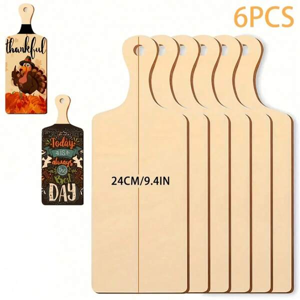 6 piezas/12 piezas/24 piezas (9.4 X 3.5 pulgadas, mango largo) Tablas de madera mini con cuerda de yute, artesanía de Acción de Gracias, paletas de madera DIY, decoración del hogar de Halloween y Navidad