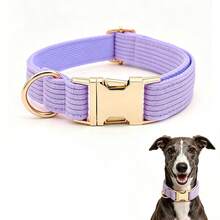 1pc Fashion Corduroy Dog Collar, Metal Buckle Adjustable, Soft Comfortable Durable, Suitable For Small Medium Large Dogs, Fashionable, Colorful Vintage, Cute, Minimalist Christmas, Anniversary Gift - Lilac Purple - View 9