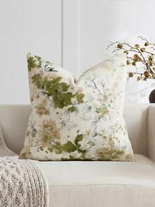 1pc/2pcs Sage (No Insert) Vintage Botanical Floral Pattern Throw Pillow Cover, Fashionable Retro Comfortable Jacquard Chenille + Faux Cashmere Decorative Pillow Cover, Suitable For Daily Home Decor, Sofa, Bed, Bedroom, Gift, Holiday Decoration, Spring Summer Autumn Winter, All Seasons, Aesthetic - Sage Green - View 10