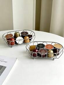 1pc Metal Storage Basket Multifunctional Desktop Organizer Box, Suitable For Jewelry And Cosmetics, Durable Desktop Organizer Rack, Iron Art Small Storage Basket, Suitable For Vanity, Desk, Photography Props, Storage Rack, Unisex, Home Storage And Decoration - Multicolor - View 3