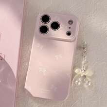 公主風珍珠蝴蝶結手機殼，適用於 iPhone 17 Pro、17 Pro Max，16 Pro Max 全包覆，15 軟殼，並相容於 14/13/12/11 - 粉色 - 查看 3