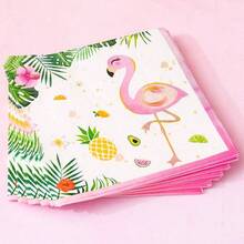 50 servilletas de flamenco, decoraciones de hawaiana, servilletas de papel rosa Luau, plegables decorativas desechables para almuerzo, cena, piscina, regalos de cumpleaos - Flamenco - Ver 4