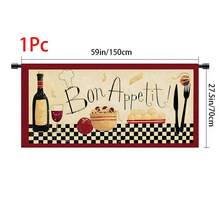 1pc, Home Decor, Food Theme Pattern Printed Table Skirt, Kitchen Small Curtain, Kitchen Cabinet Cover, With Curtain Holes, Easy To Hang, Rectangular, Machine Woven, Machine Washable, Kitchen Decoration And Accessories, Perfect For Kitchen Cabinets And Home Decor - Multicolor - View 13