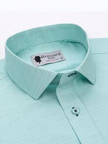 Camisa Social Masculina Algodão Slim Fit Estilosa - Blusa Não Amassa Respirável, Dia a Dia e Casual - verde - Visão 2