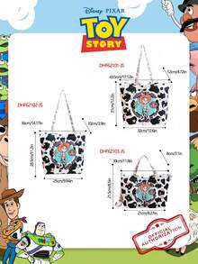 Disney 1個迪士尼官方授權傑西圖案托特包，大容量可折疊購物袋，輕量肩背包，卡通手提包，大/中/小號可選，適合女性/女孩/青少年/粉絲，適用於日常/購物/出遊/上學/旅行 - 黑與白 - 查看 3