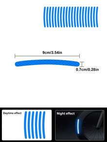 Car Motorcycle Wheel Hub PVC Reflective Warning Stickers Blue, Car Wheel Rim Reflective Stickers, Tire Warning Stickers, Creative, Motorcycle, Electric Vehicle, Sticker Decoration, Mountain Bike Reflective Wheel Striped Stickers, Suitable For Motorcycle Wheels, Cars, Bicycles, Bicycle Reflective Stickers, Decorative Stripes, Wheel Reflective Stickers, Enhance Night Visibility And Safety - Blue - View 4