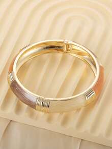 1PC Vintage Opulent Gold-Plated Wide Enamel Hoop Color-Banded Cuff Braceletfor WomenWeddingY2K Party Daily JewelryLovers Art Collectors - Bracelet - View 17