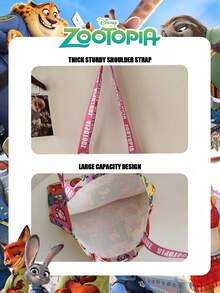 1 túi tote vải canvas in hình Zootopia bản quyền chính thức Disney, túi đeo vai nữ dung tích lớn, túi mua sắm tái sử dụng nhẹ, phù hợp cho học sinh, thanh thiếu niên, fan hoạt hình, lý tưởng cho đi làm hàng ngày, đi chợ, đưa đón con đi học, đi biển, tụ họp lễ tết, tựu trường - Nhiều màu - Xem 10