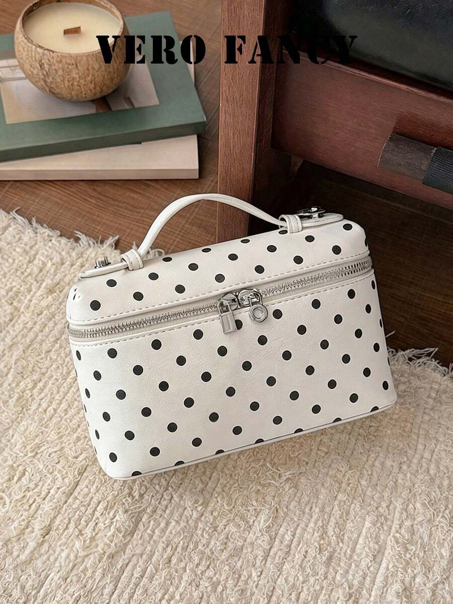 Simple And High-End Casual Versatile Fashionable And Personalized Polka Dot Handbag With Detachable Shoulder Strap Design, Suitable For Commuting