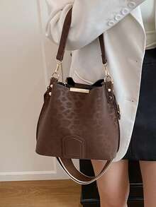 Leopard Print, Classic Vintage Women's Handbag With Premium Texture And Wide Strap, Shoulder Bag And Crossbody Bag For Work, Going To The Office, Dates, Shopping, Sophisticated Urban Everyday Bag - 綠色 - 查看 10
