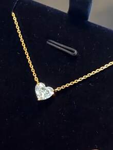 BALMORA 1pc 925 Sterling Silver Elegant Fashion Shiny Cute Heart-Shaped Square Cubic Zirconia Pendant Necklace For Women, Valentine's Day, Party, Daily Wear Jewelry Gift - Gold - View 8
