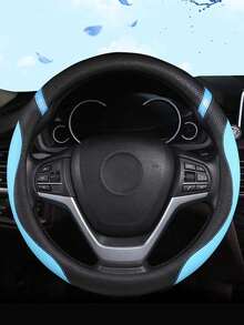 1Pc Leather Car Steering Wheel Cover, Non-Slip Car Wheel Cover Protector Breathable Microfiber Leather Universal Fit For Most Cars - A - View 13