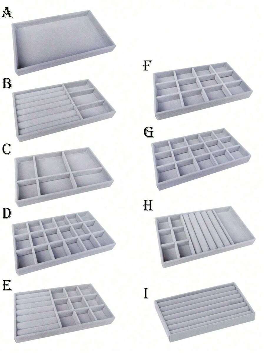 9-Piece Gray Velvet Jewelry Storage Tray Set, Stackable Multi-Compartment Jewelry Organizer Box, Ring, Earring, Necklace, Bracelet, Brooch, Watch Sorting Storage Display Tray, Drawer-Style Jewelry Storage Box, Suitable For Bedroom Vanity, Closet, Drawer And Jewelry Store Display, Home Storage Supplies, Christmas, New Year, Graduation, Mother's Day Gift