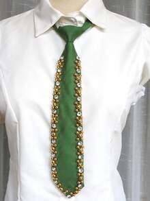 1 pieza Corbata con pedrería multicolor, accesorio para actuaciones en el escenario, corbata preanudada unisex - Multicolor - Ver 9