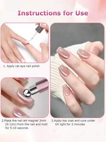 14 Pieces Double-Head Heart Magnet For Cat Eye Gel Polish Nails, Multifunctional Flower Shape Cateye Nail Magnetic Tool - Multicolor - View 3