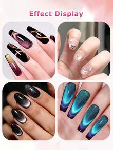 14 Pieces Double-Head Heart Magnet For Cat Eye Gel Polish Nails, Multifunctional Flower Shape Cateye Nail Magnetic Tool - Multicolor - View 6