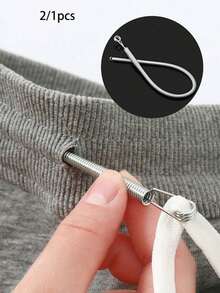2/1pcs Elastic Threading Tool - A Flexible Spring-Loaded Drawstring Aid. This 2-In-1 Elastic Threader Is Suitable For Various Needlework And Is An Essential Tool For Home Sewing. This Multi-Functional Threading Aid Can Also Be Used As A Cord Guide. With A Spring-Loaded Design, This Sewing Accessory Is A Must-Have, Especially Indispensable When Making Halloween Costumes. - Multicolor - View 2
