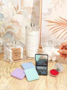 Dressing Table Cosmetic Storage Box, Jewelry Box, Storage Container, Room Decoration, Home Decoration, Bathroom Decoration, Original Cosmetic Storage, Round Sanitary Napkin/Dental Floss Box Organizer, For Sorting And Storage, Travel Essential. - Clear - View 5