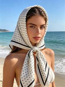 Compact Soft Multifunctional Square Scarf - Suitable For Daily Outings, Shopping, Lightweight To Tie Around Neck And Waist, Fashionable Styling - White - View 5