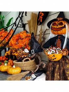 100 piezas Tarjetas de Piruleta de Calabaza y Fantasma de Halloween, Soportes de Caramelos de Halloween Lindos, Adecuados para Recuerdos de Fiesta, Meriendas de Aula, Trick Or Treaty Decoraciones de Halloween - Múltiples estilos - Ver 3