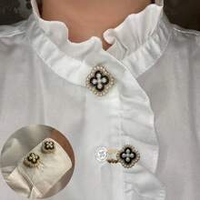2 chiếc nắp đậy cúc áo, nắp đậy cúc tay áo hình hoa, cúc kẹp tay áo hình hoa, phù hợp cho váy, cúc trang trí váy cưới, phụ kiện quần áo làm quà tặng - Hoa - Xem 2