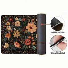 1 pieza, Decoración del hogar, Estampado de patrón floral, Alfombra de cocina de lino, Tapete de cocina, Tapete de piso, Tapete de baño, Tapete de puerta, Impresión 3D rectangular, Adecuado para sala de estar, dormitorio, pasillo, baño, lavandería - Alfombra de poliéster, Adecuado para decoración del hogar interior y exterior - Multicolor - Ver 8