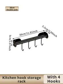 1pc Wall-Mounted Kitchen Rack - Smooth Sliding Hooks, Ample Storage Space, Convenient Paper Towel Holder, Modern Multi-Functional Hanging Bar - Metal Construction, Perfect For Modern Home Decor - Kitchen Hook Rack - View 9